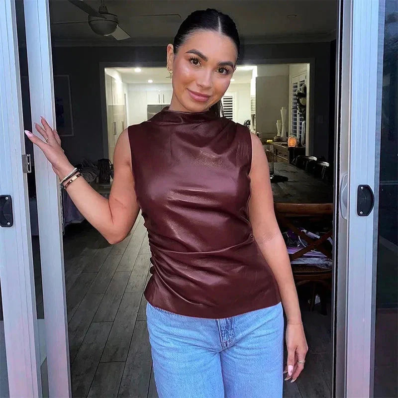 Novessa | Ruby Leather Top