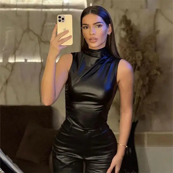 Novessa | Ruby Leather Top