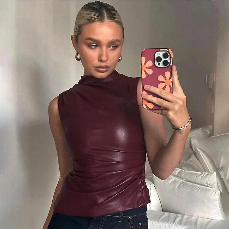 Novessa | Ruby Leather Top