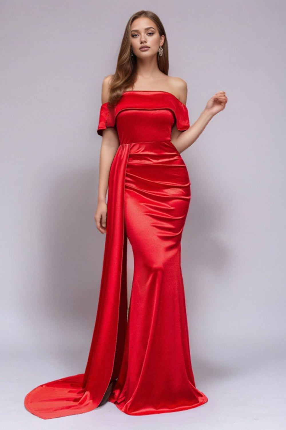 Novessa | Amalia Off-Shoulder Silk-Effect Dress