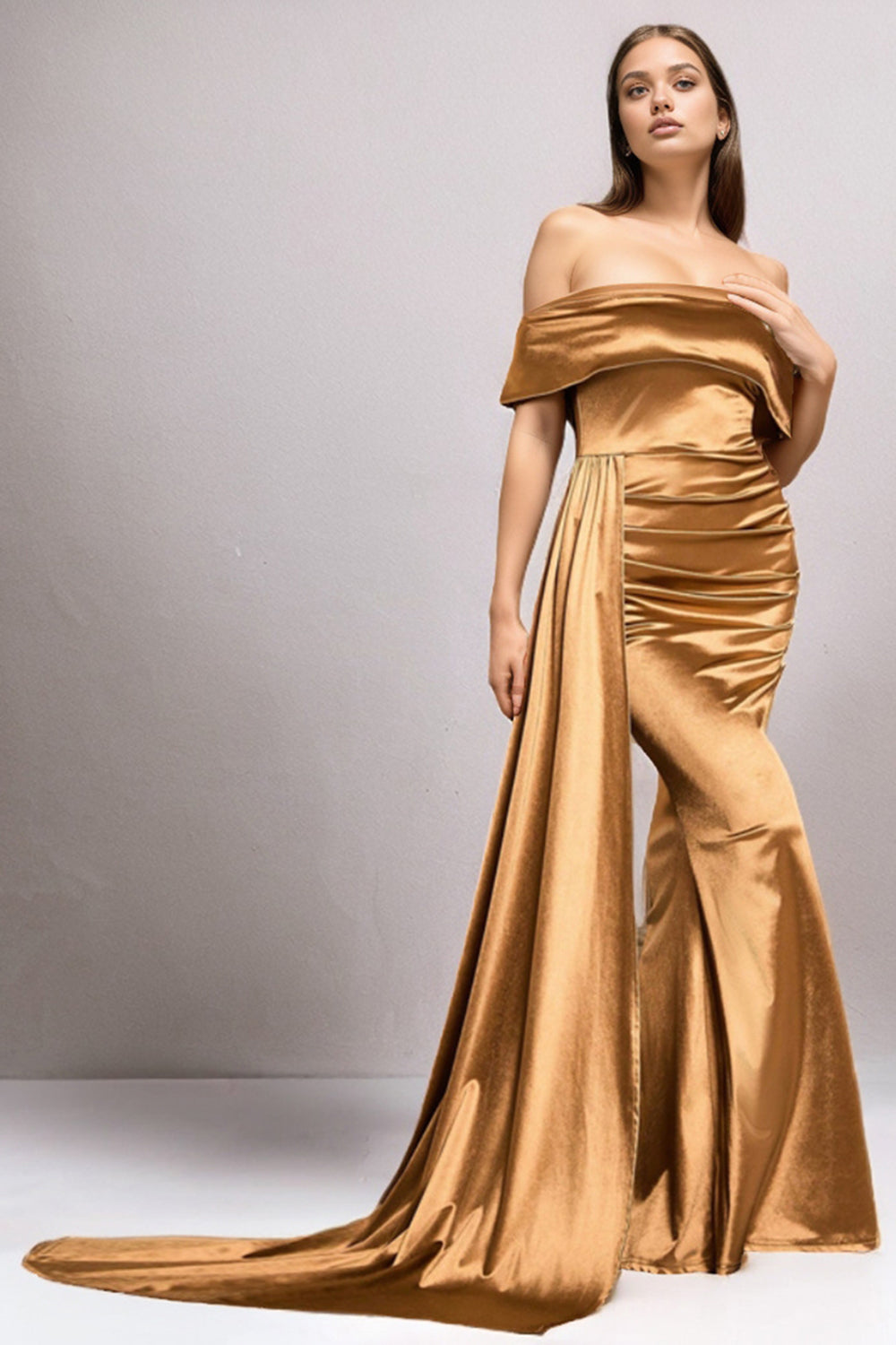 Novessa | Amalia Off-Shoulder Silk-Effect Dress