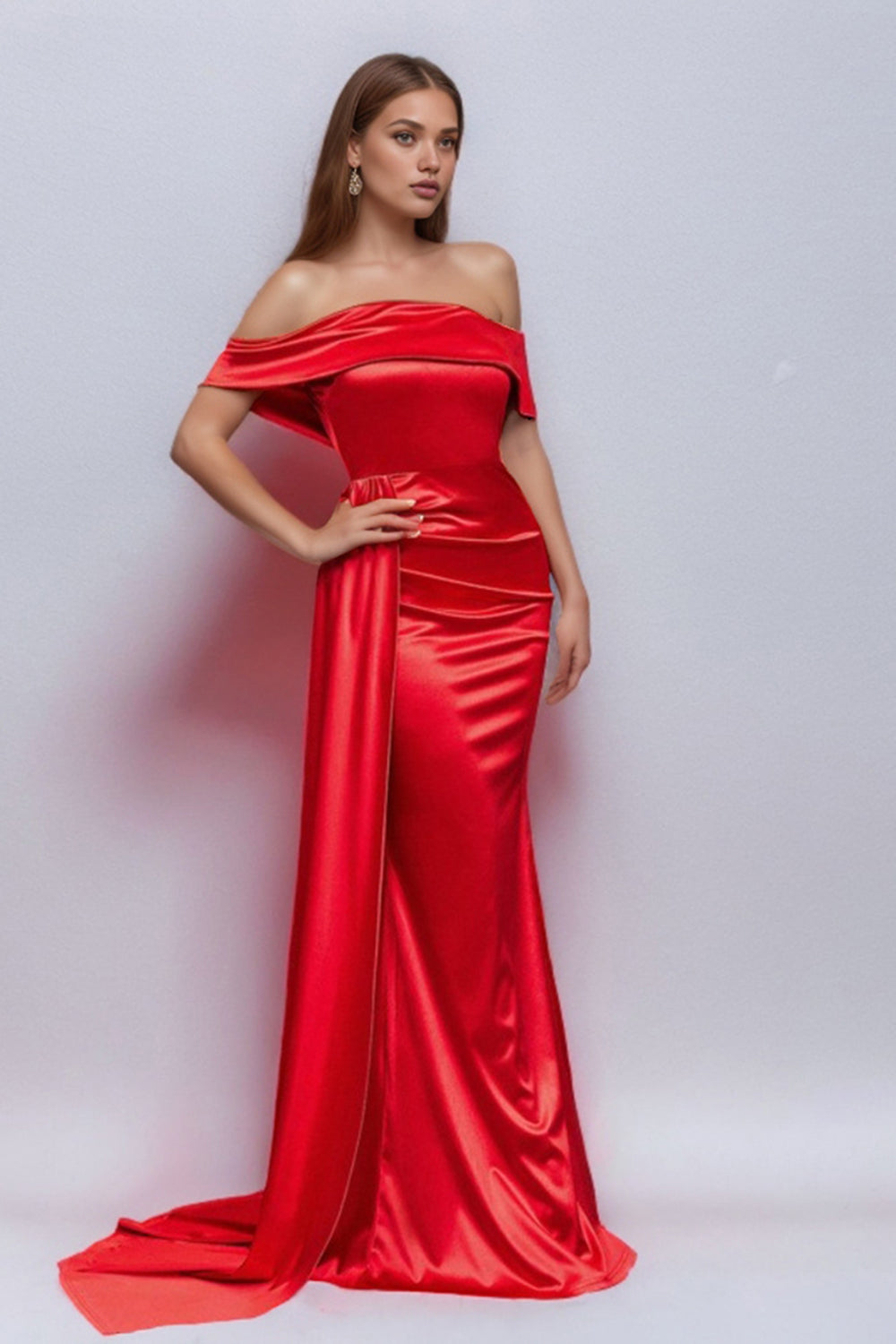 Novessa | Amalia Off-Shoulder Silk-Effect Dress