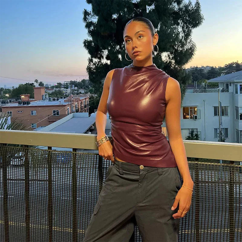 Novessa | Ruby Leather Top