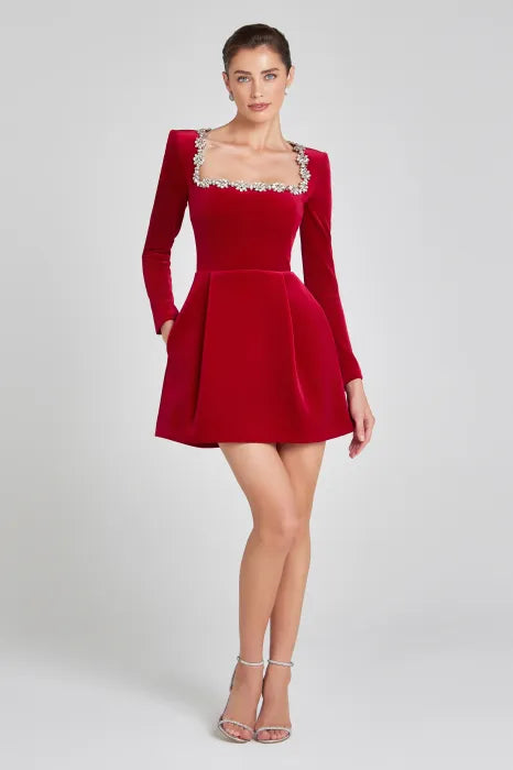 Novessa | Valentina Velvet Mini Dress
