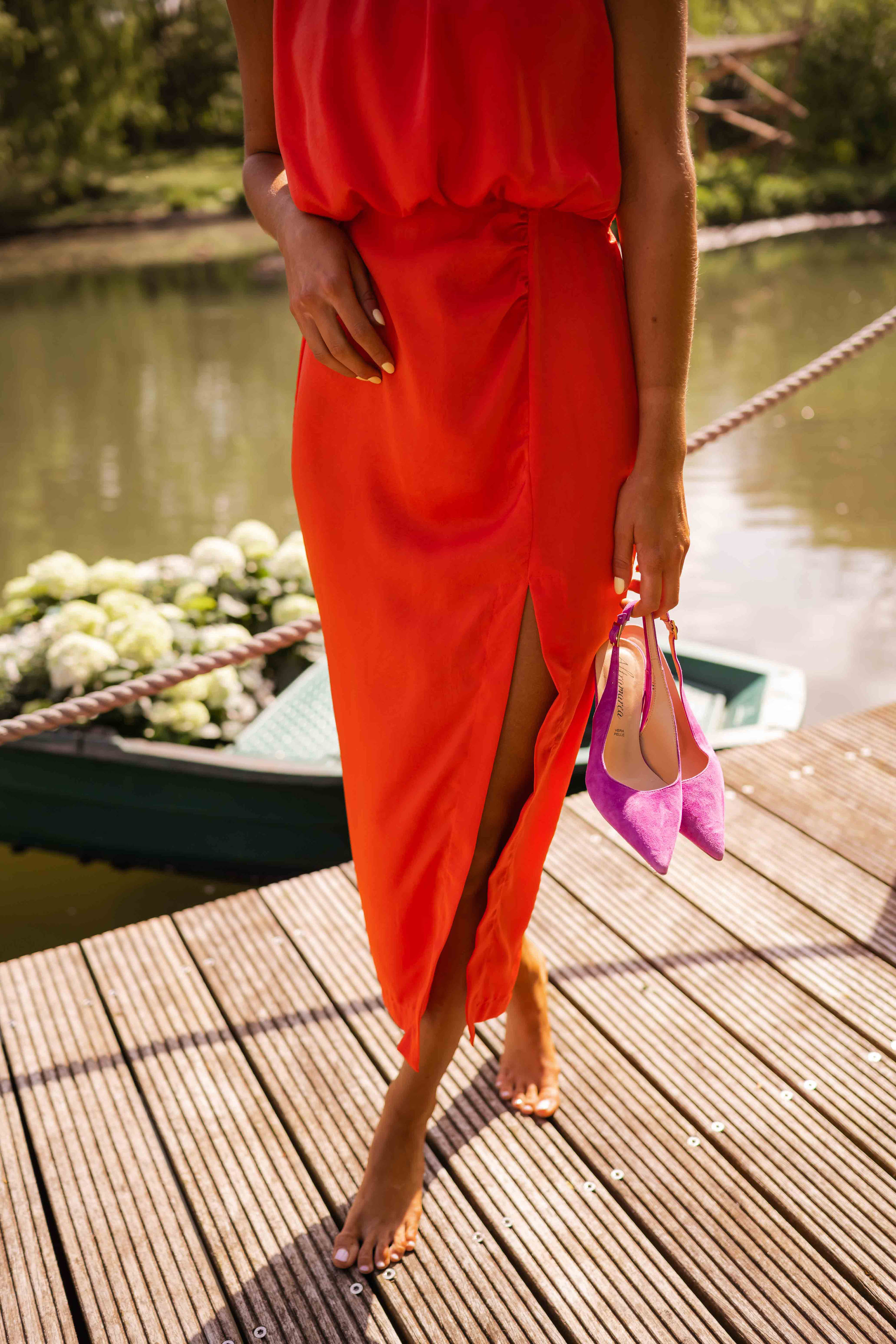 Novessa | Noah Midi Dress with Split and Draped Waist