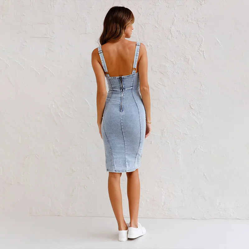 Novessa | Bodycon Denim Midi Dress