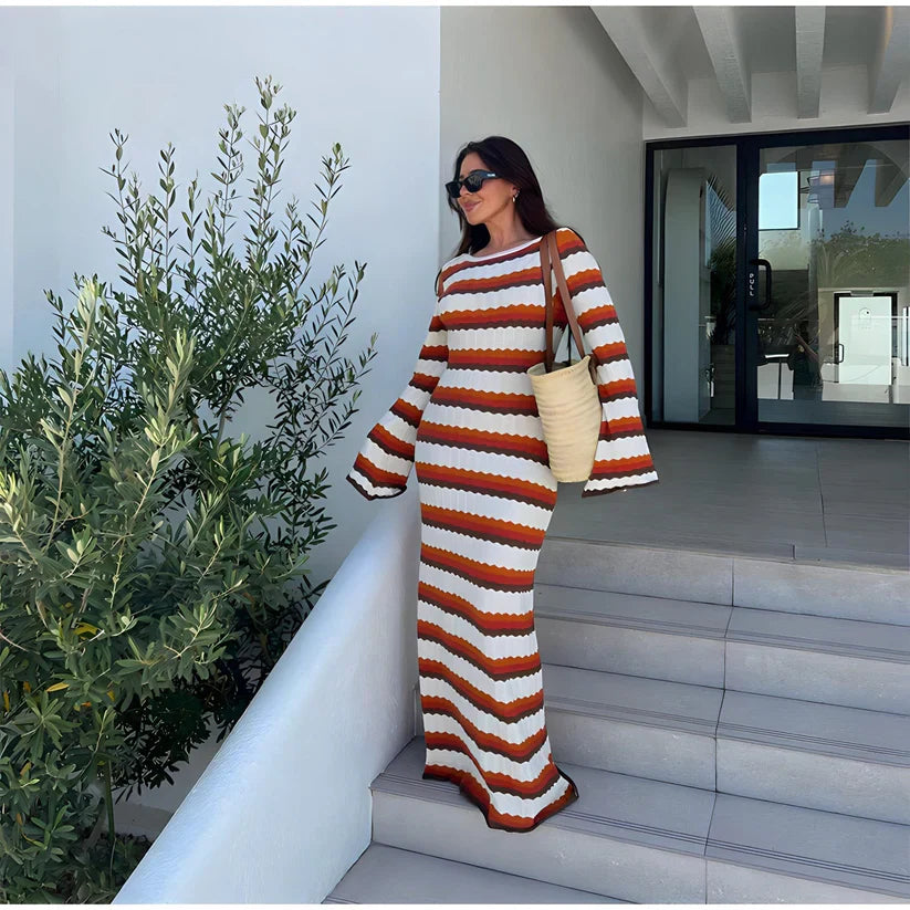 Novessa | Knitted Maxi Stripe Dress