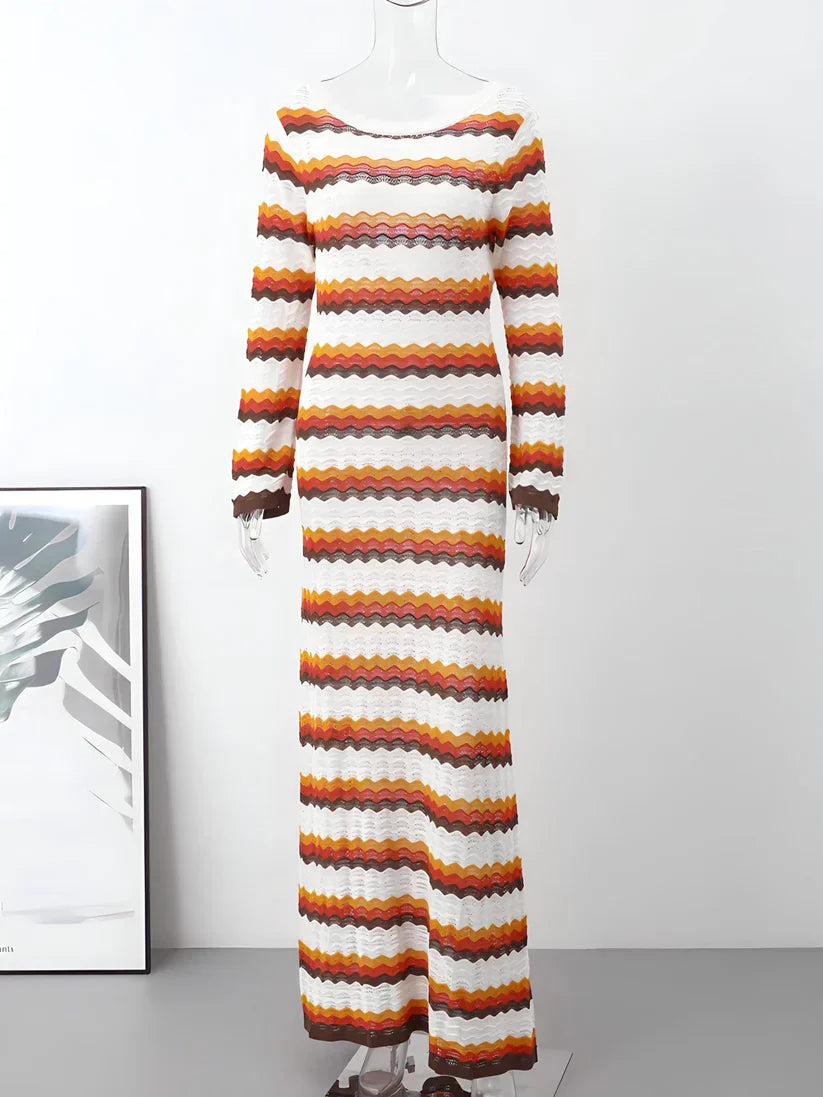 Novessa | Knitted Maxi Stripe Dress