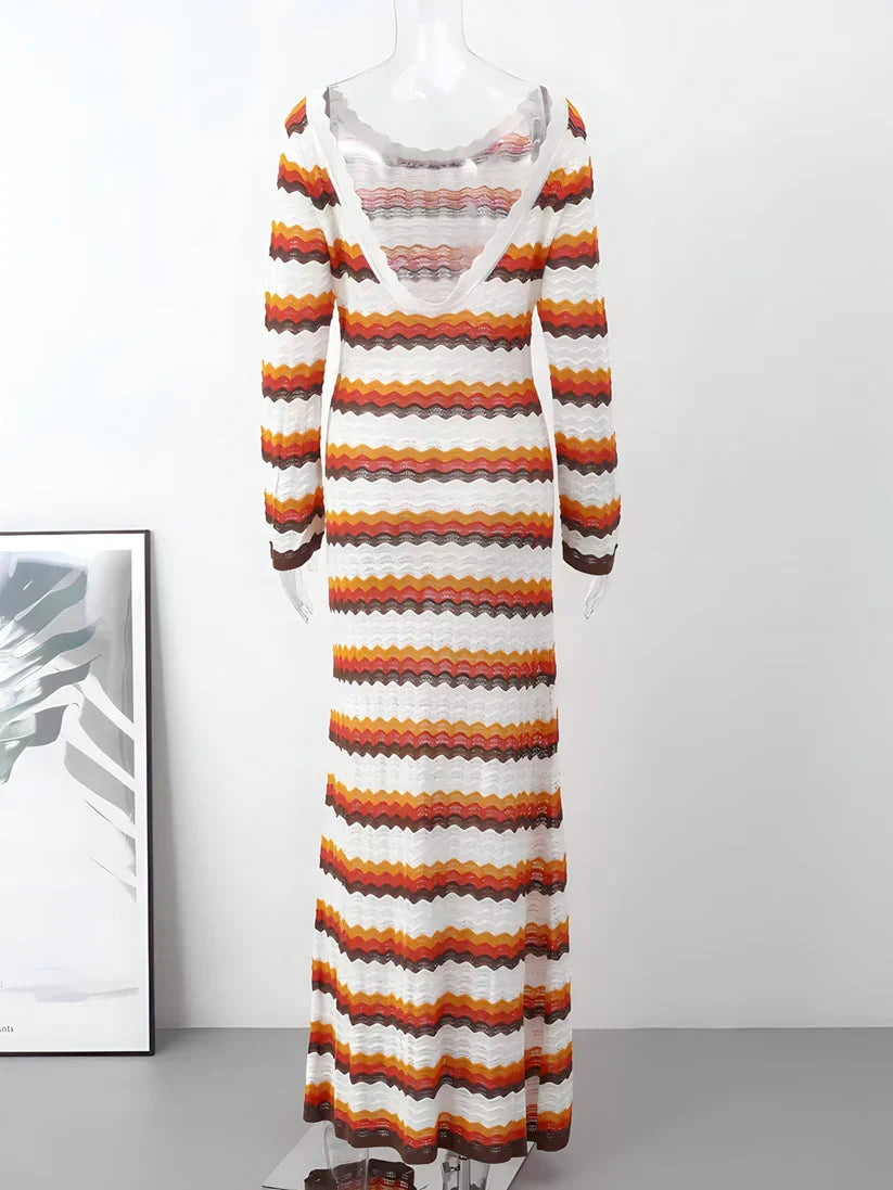 Novessa | Knitted Maxi Stripe Dress